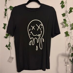 Men’s SHEIN Black Polyester Smiley Face T Shirt Size M